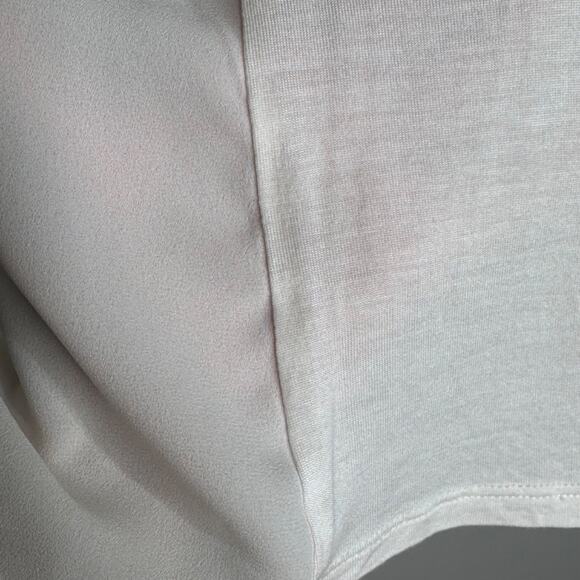 Ann Taylor LOFT Ruffle Tie Neck Mixed Media Top, Size Small - Picture 7 of 9